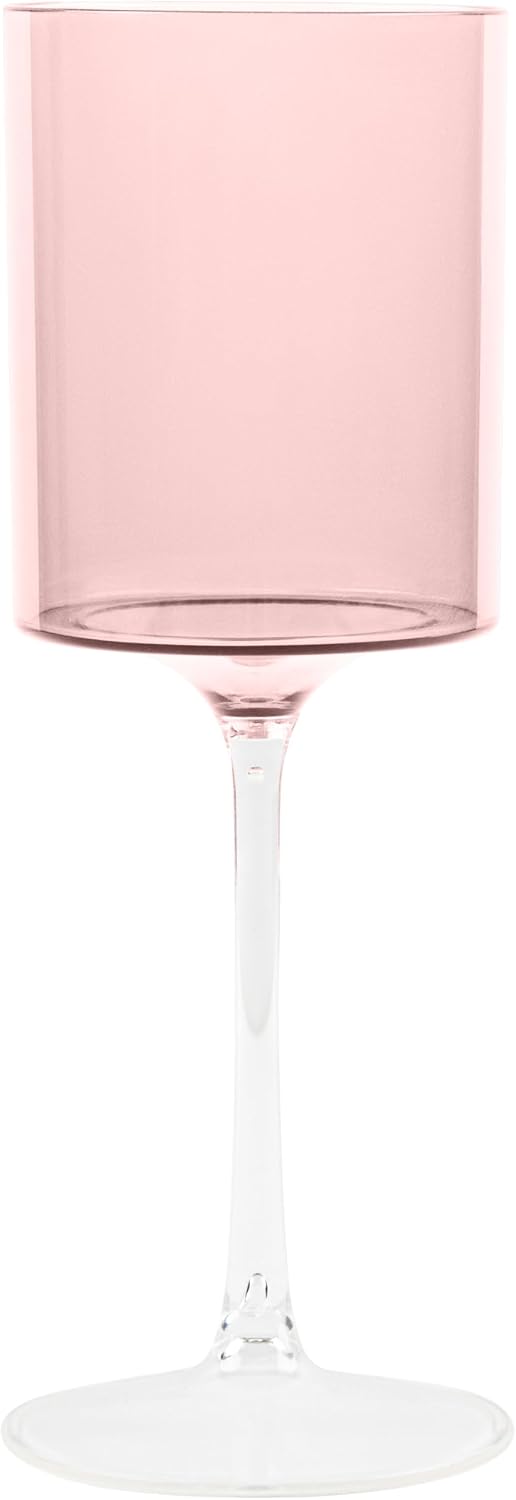 Individual pink bowl and clear stem 9 fl oz plastic goblet, supplier reference. The sale includes ten goblets.