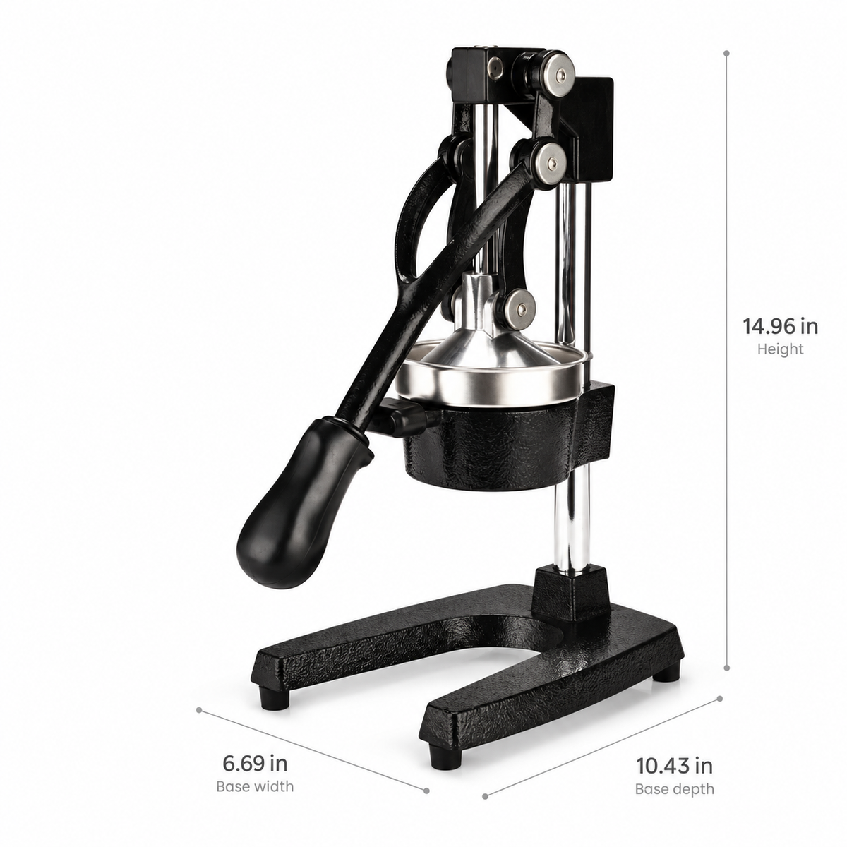 Height 14.96 in; Base width 6.69 in; Base depth 10.43 in