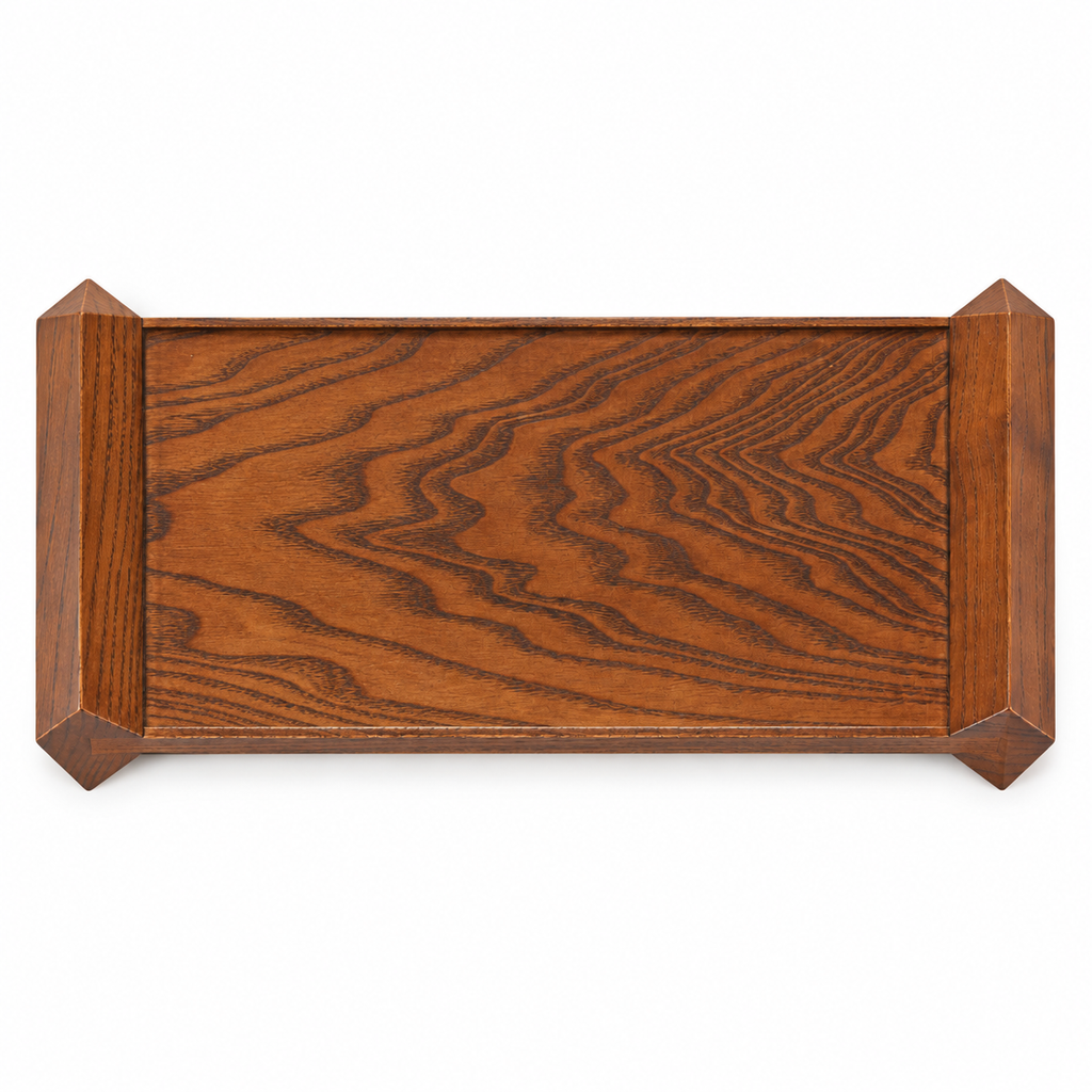 Wooden display riser, overhead view of the empty platform and faceted short ends