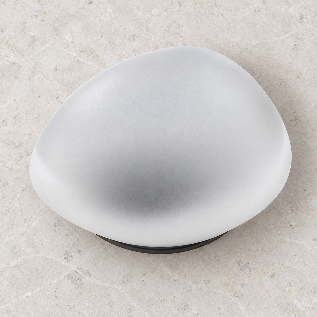 Overhead view of the frosted pebble shell and base outline