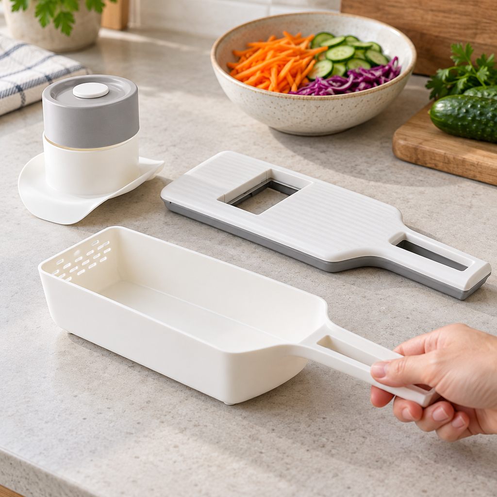 AI-generated product illustration: slicer 05; styling props not included
