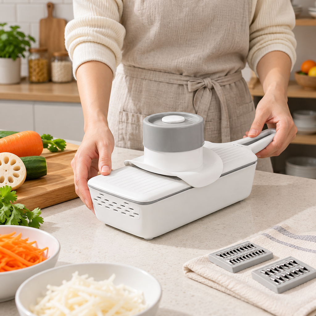 AI-generated product illustration: slicer 06; styling props not included