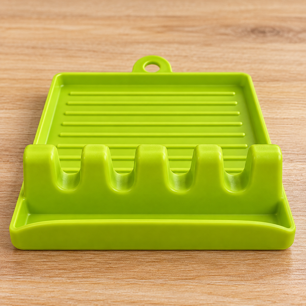 Front view of four slots and ridged drip tray