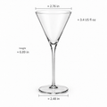 tall crystal glass with approximate inch dimensions and US fl oz capacity on white