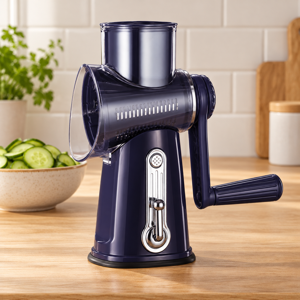 Violet rotary vegetable grater, profile counter
