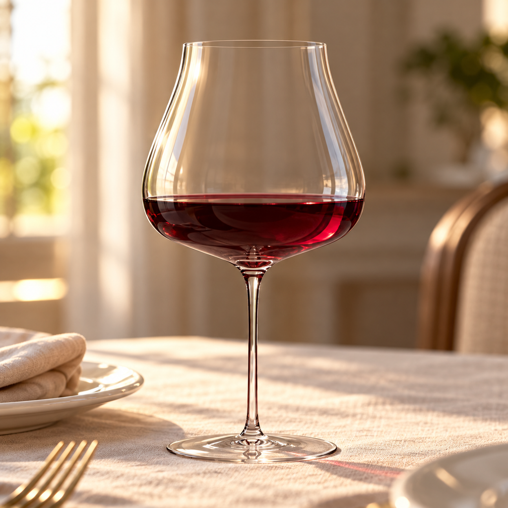 850 ml Bordeaux glass with red wine at a dinner place setting