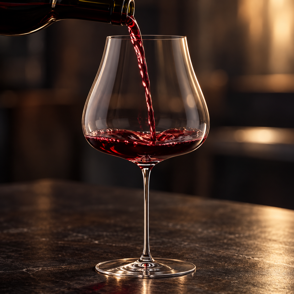 Red wine being poured into the 850 ml Bordeaux glass