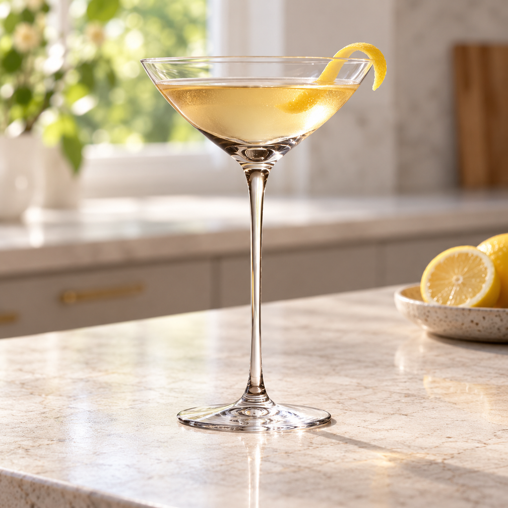 150 ml long-stem crystal martini glass with a citrus cocktail
