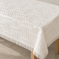 T-type woven geometric pattern and fringe detail