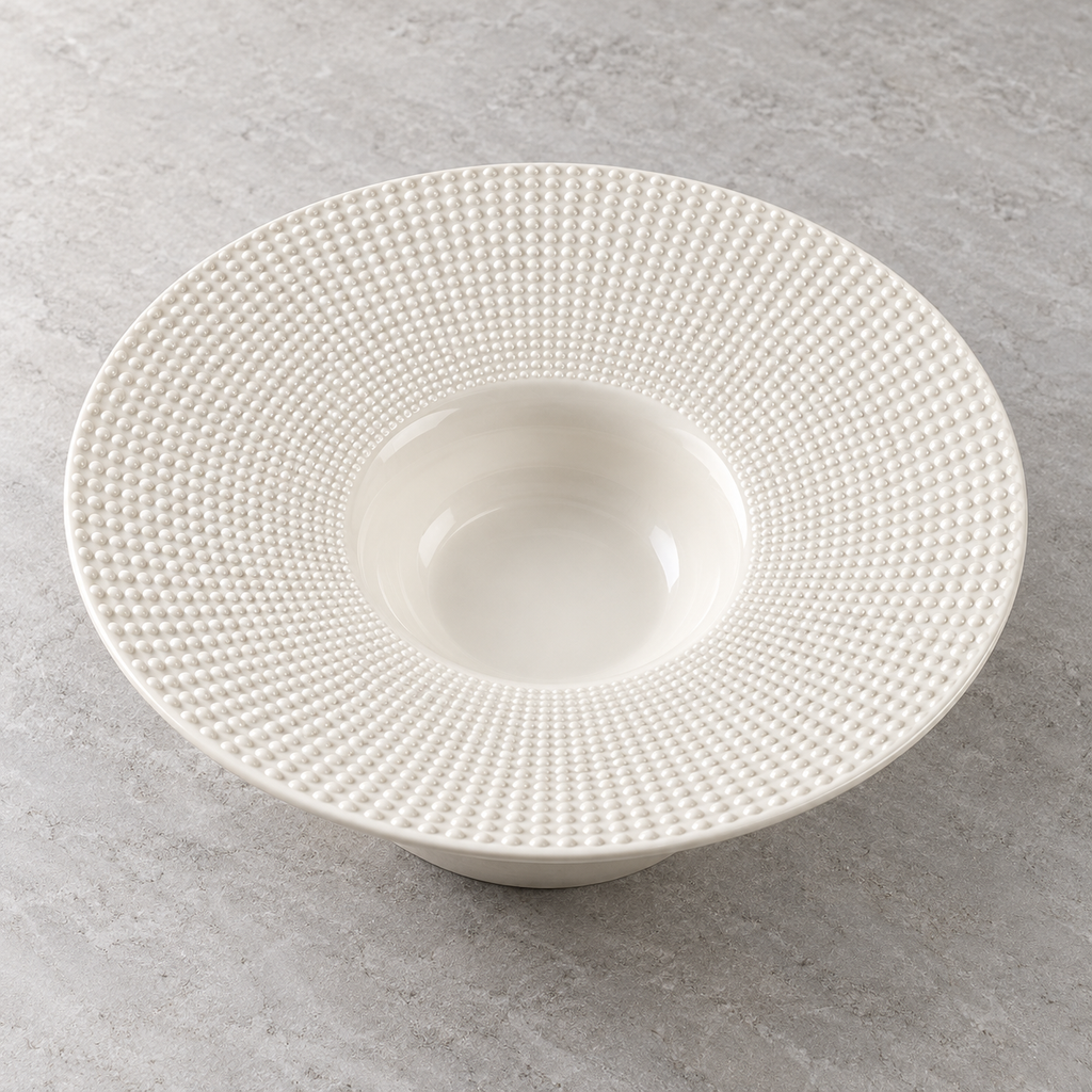 Nordic Beaded Ceramic Plates and Bowls — ceramic shape and glaze detail