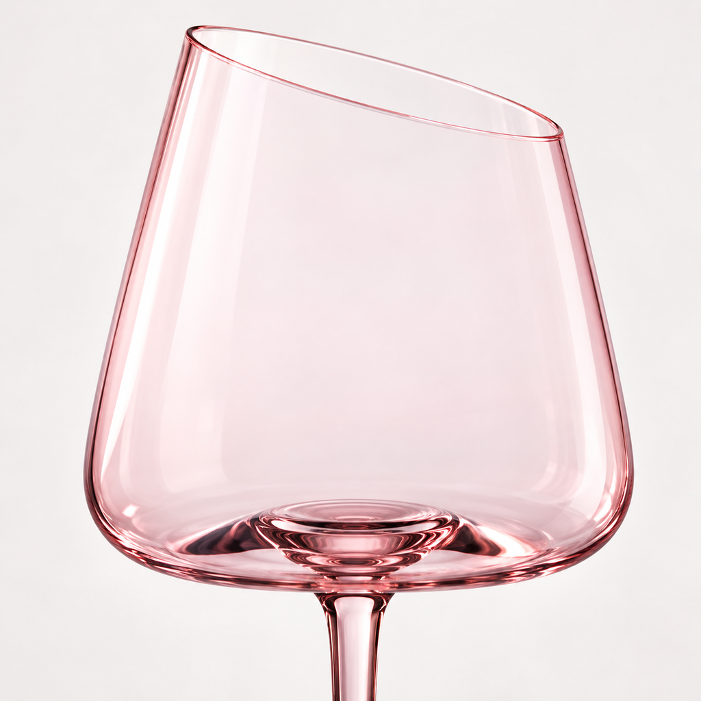 Pink wine glass diagonal rim detail