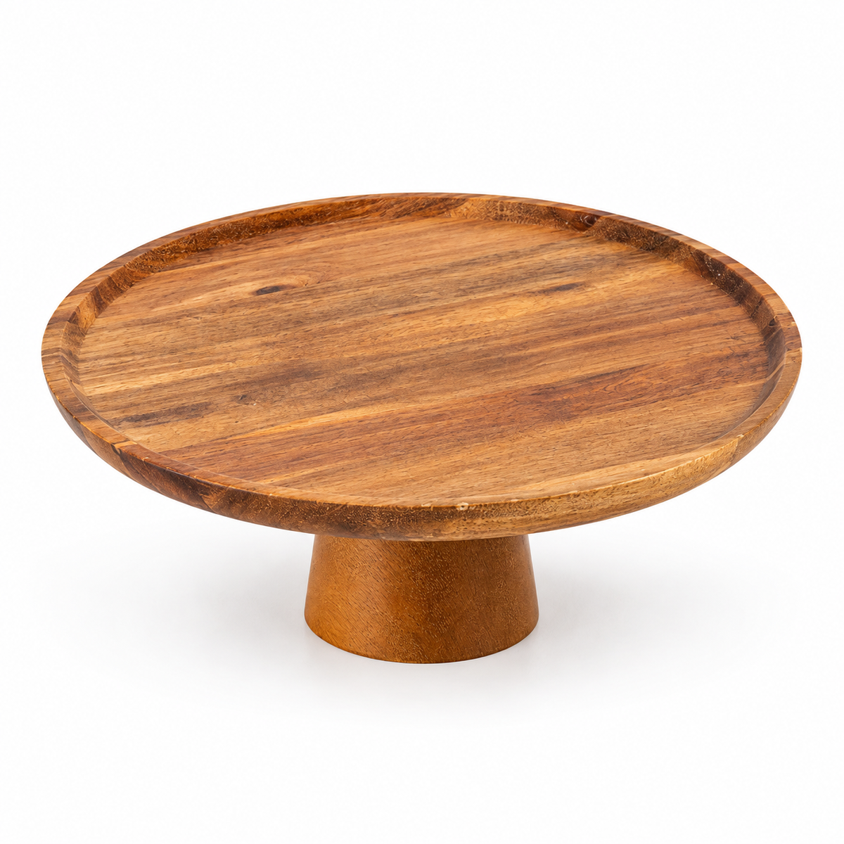 Single wooden footed platter, 25 cm diameter and 10.5 cm high