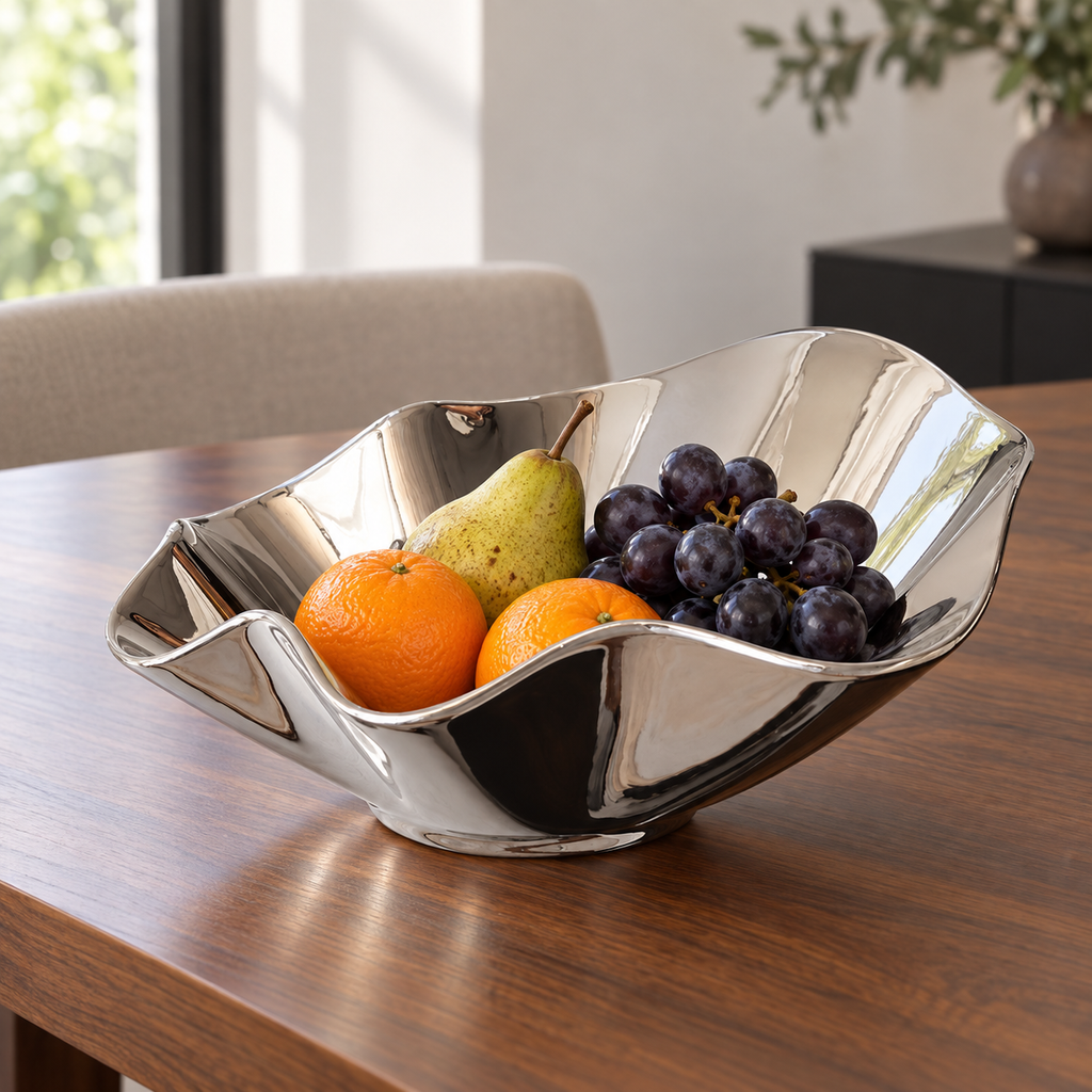 Silver Ceramic Pedestal Fruit Bowl — serving inspiration
