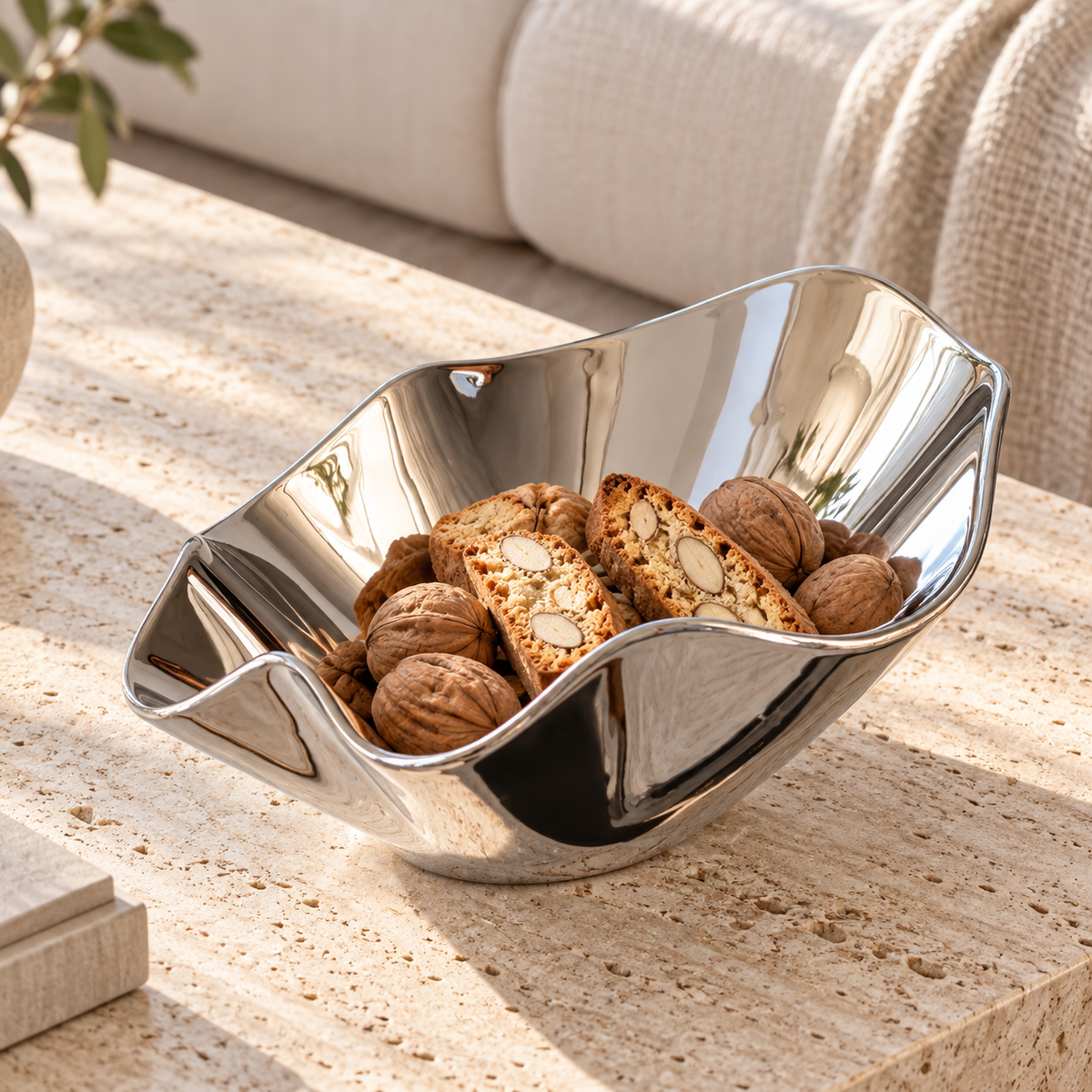 Silver Ceramic Pedestal Fruit Bowl — alternate serving use
