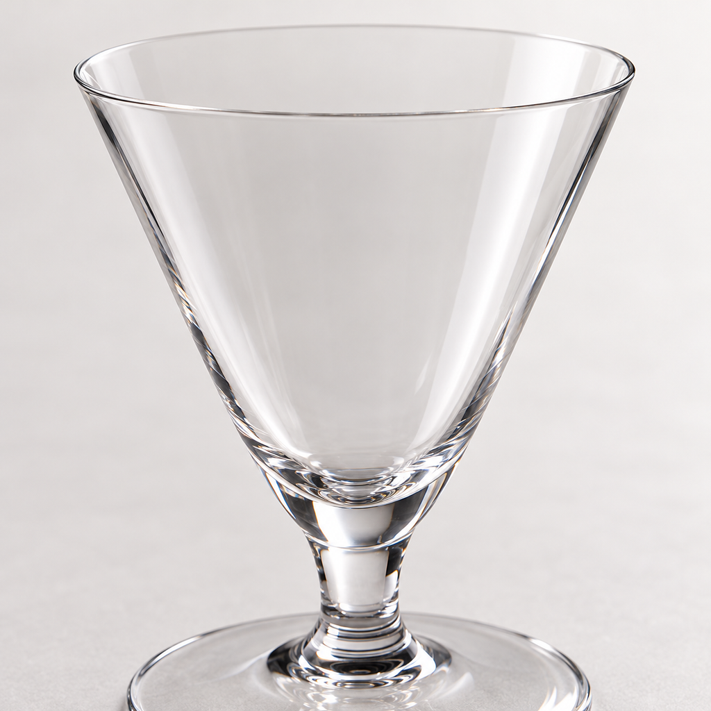 Short tapered crystal cocktail glass bowl and rim detail