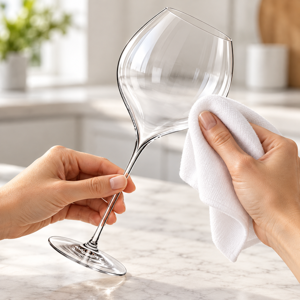 Universal Calice wine glass gently polished with a soft cloth
