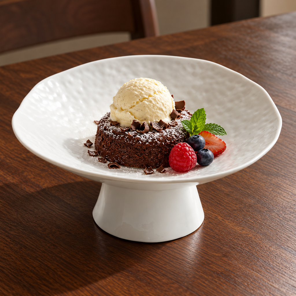 White Ceramic Pedestal Fruit Plate — alternate serving use